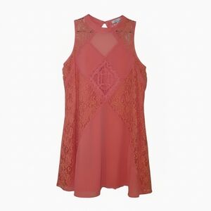 She +Sky Peach Dress With Lace, Size Medium
